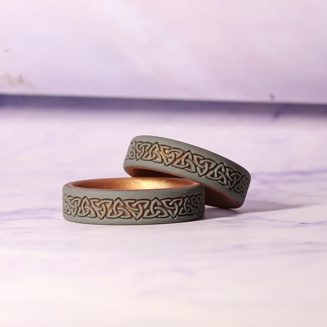 Trinity Silicone Ring on Sage Gold Dual Layer 6mm