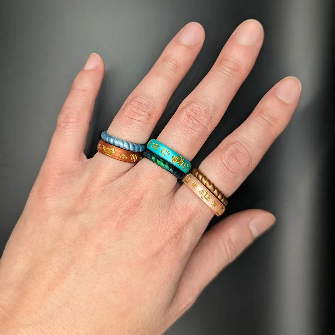 Sagittarius Moon Silicone Ring with Gold Inlay