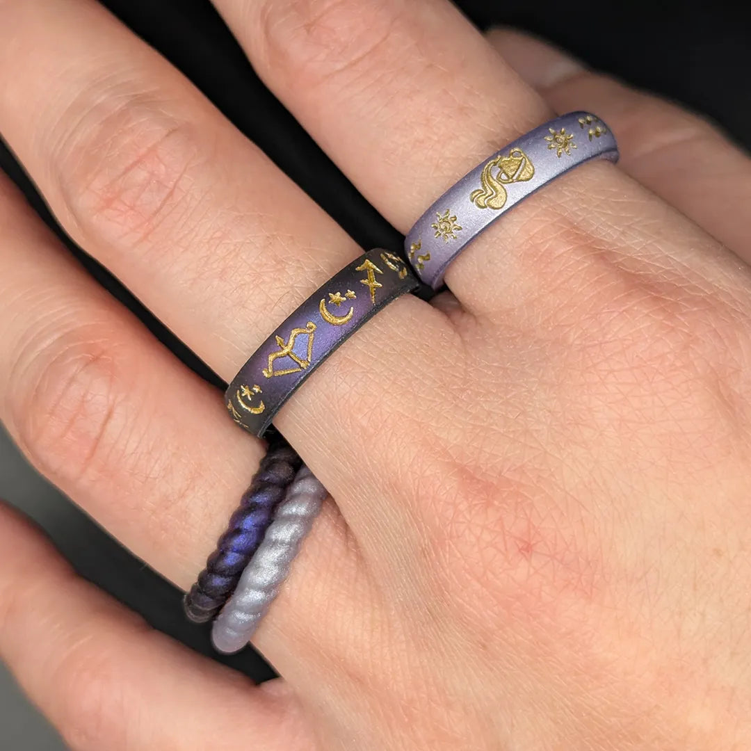 Lilac Purple Braided Silicone Ring - Stackable Thin Band