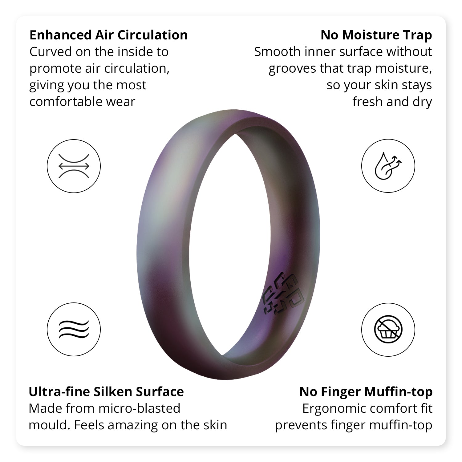 Star Frost Purple Breathable Silicone Ring for Women