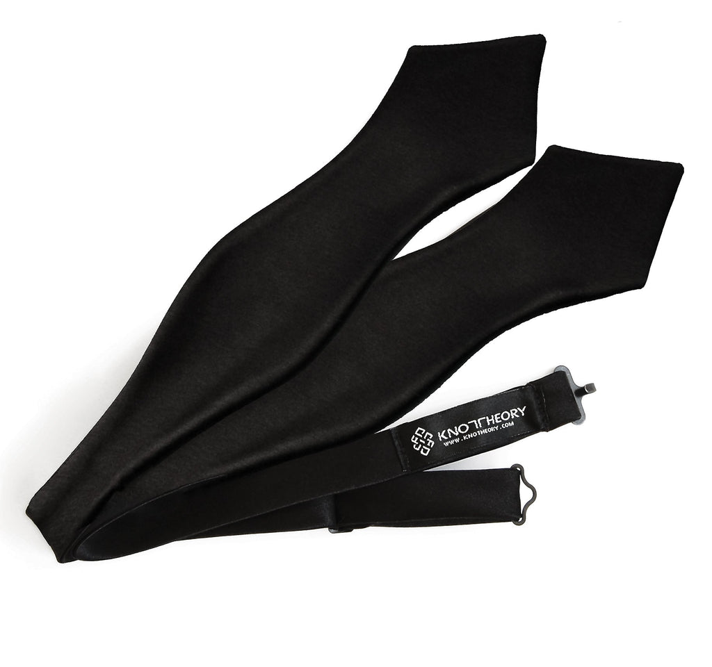 Black satin James Bond diamond point bow tie self-tying | Knot Theory