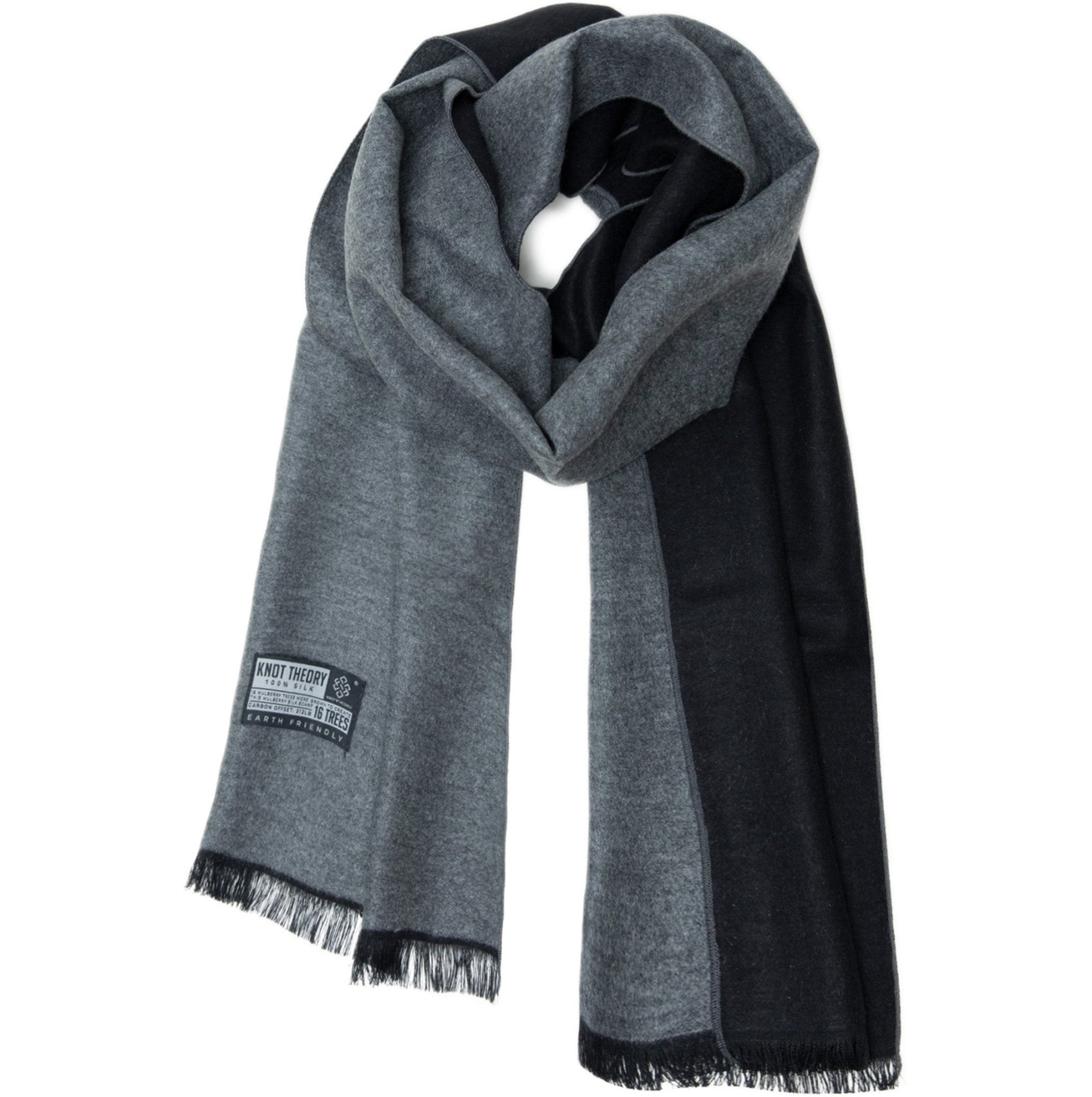 Black Grey Eco Scarf - Softer than Cashmere 100% Silk - Knot Theory