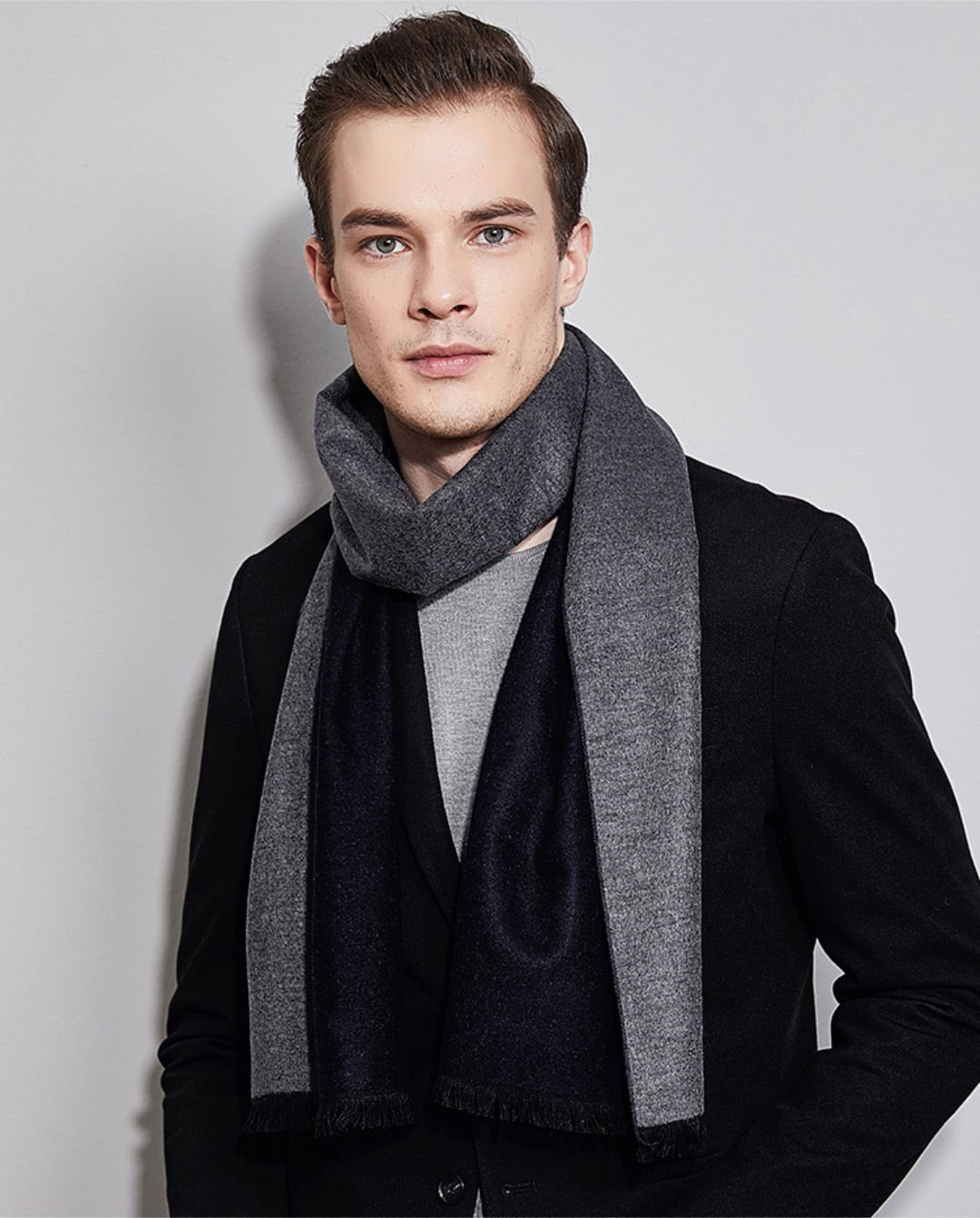 Black Grey Eco Scarf - Softer than Cashmere 100% Silk - Knot Theory
