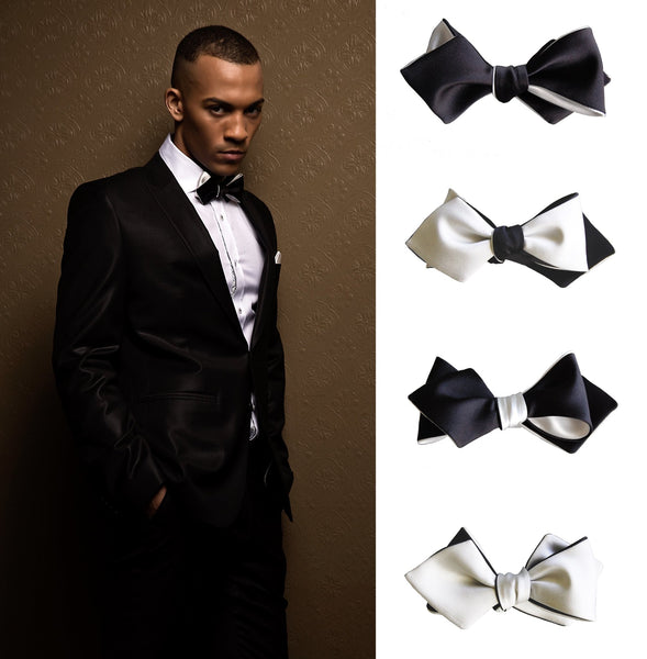 Black White Diamond Point Bow Tie - Knot Theory