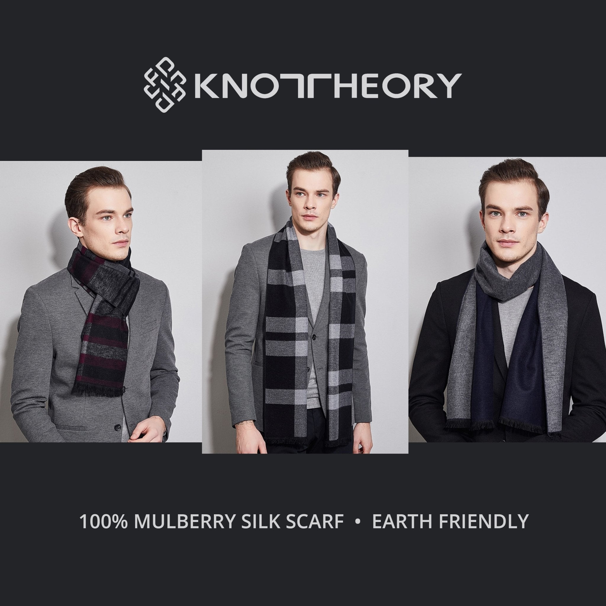 Blue Grey Tartan Eco Scarf - Softer than Cashmere 100% Silk - Knot Theory