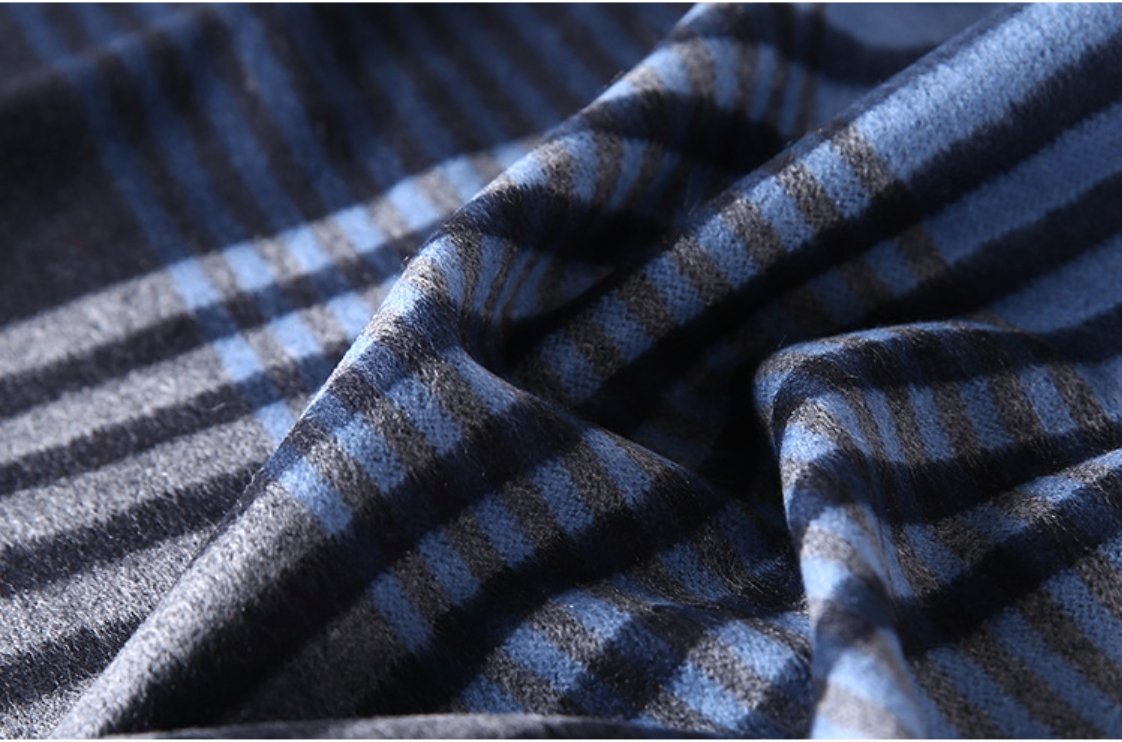 Blue Grey Tartan Eco Scarf - Softer than Cashmere 100% Silk - Knot Theory