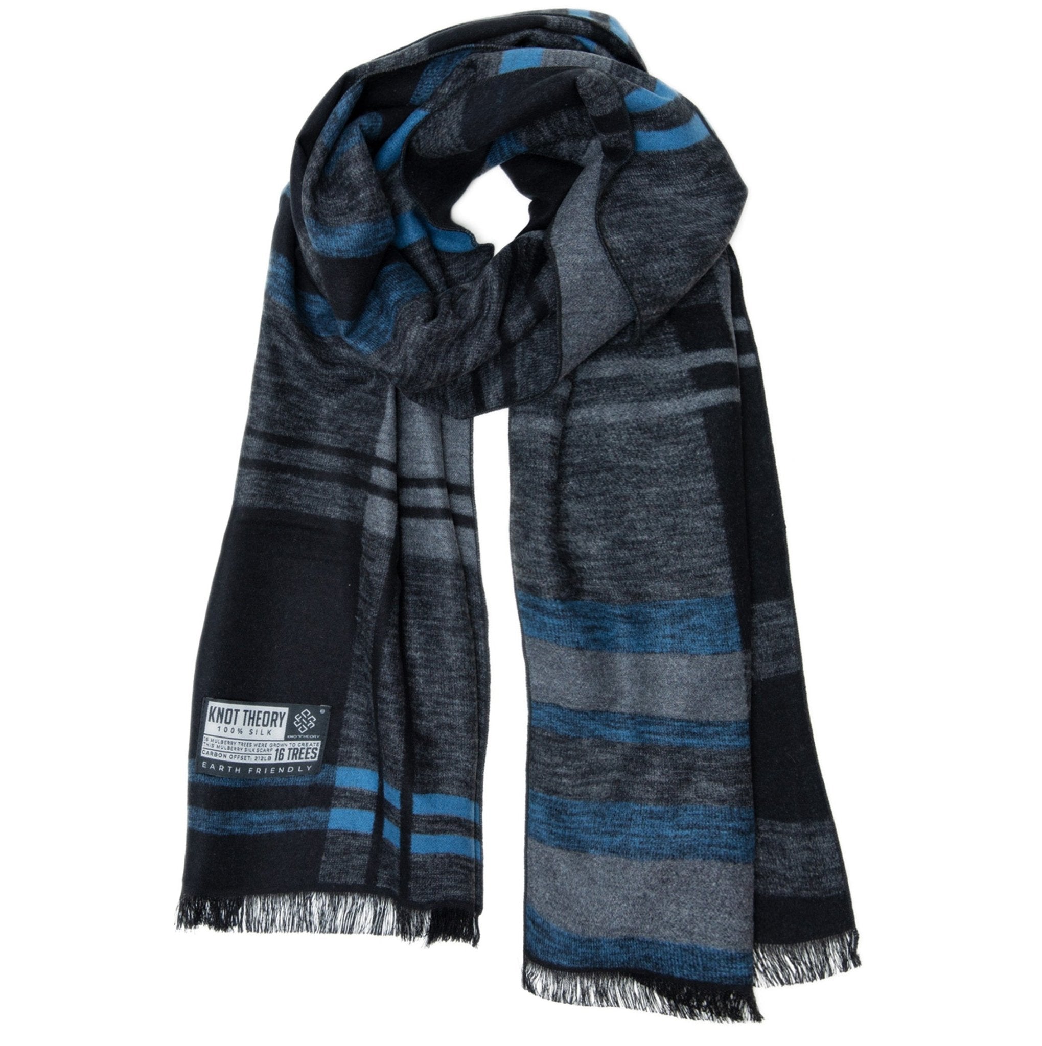 Blue Grey Tartan Eco Scarf - Softer than Cashmere 100% Silk - Knot Theory