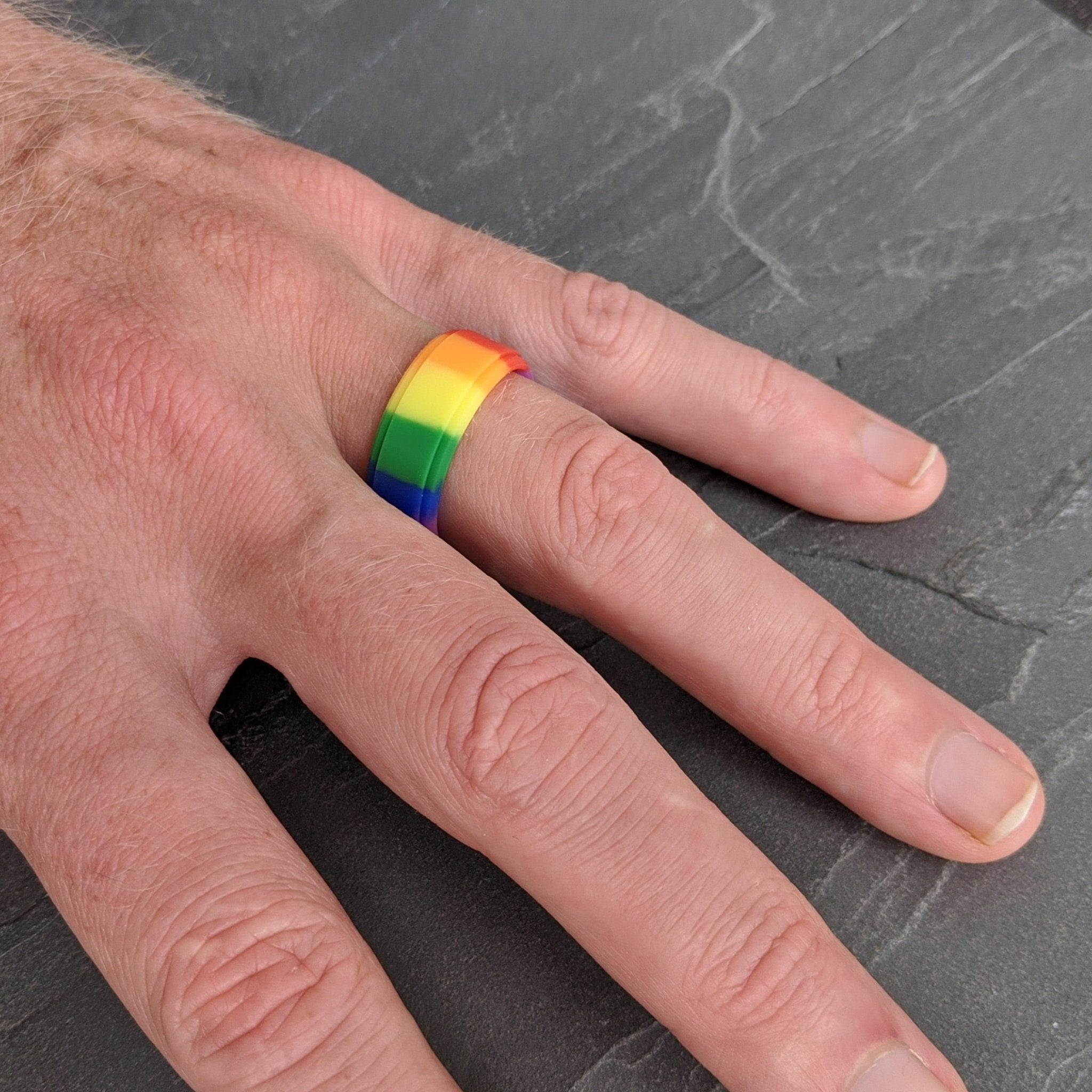 Double Rainbow Step Edge Breathable Silicone Ring - Knot Theory