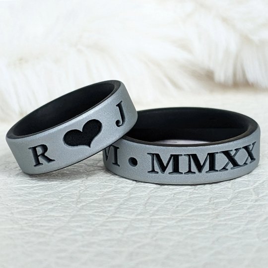 Dual Layer Silicone Ring Custom Engraved - Initials, Wedding Date, and More - Knot Theory