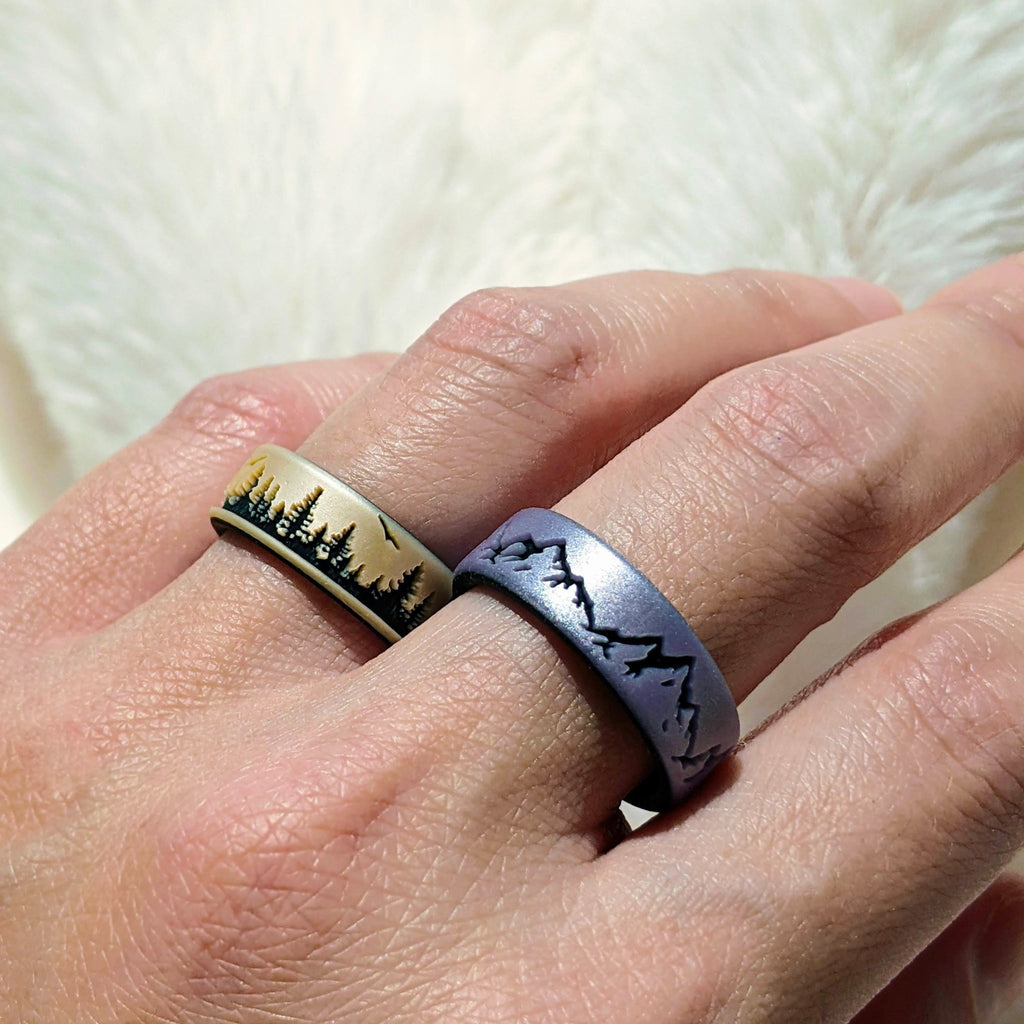 Knot Theory Silicone Wedding Band - Dual Layer Engraved Design For Active Lifestyles