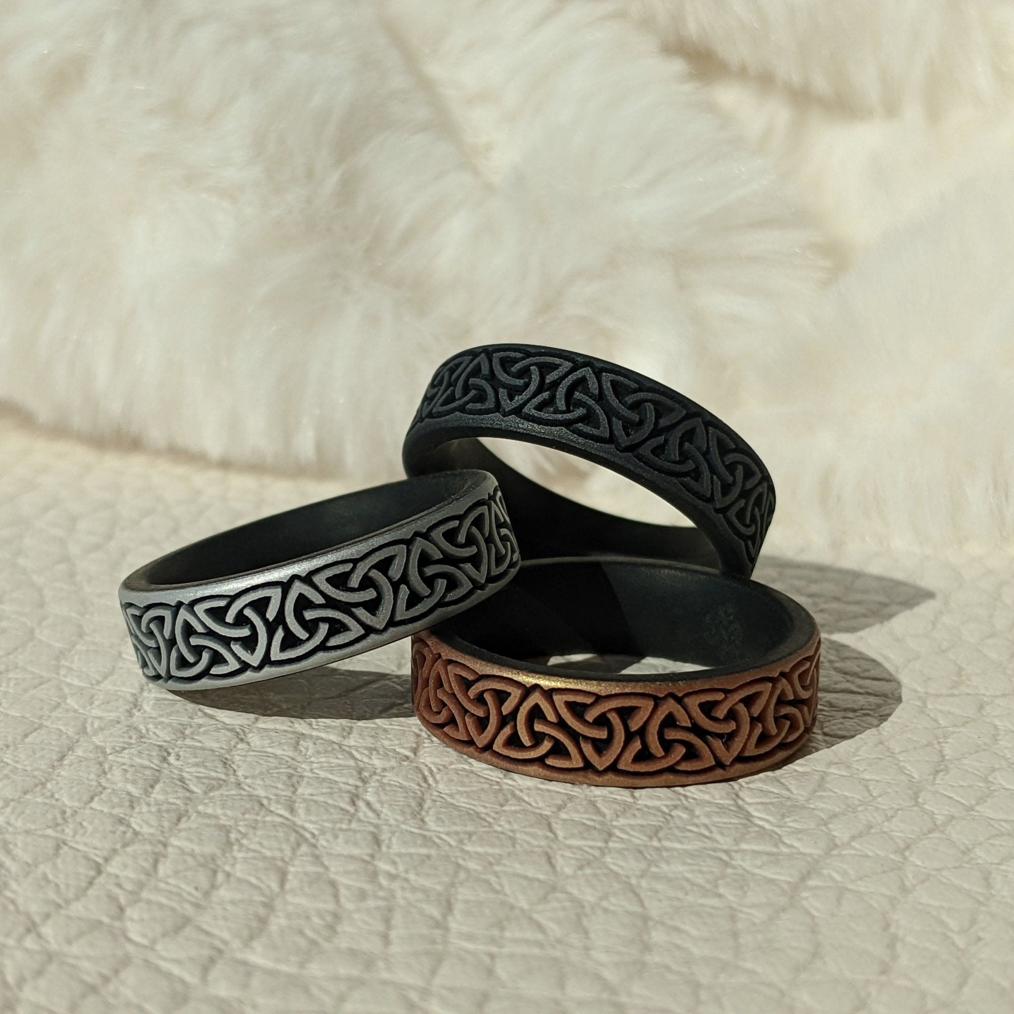 Engraved Trinity (Wider Design) Silicone Ring - Dual Layer - Knot Theory
