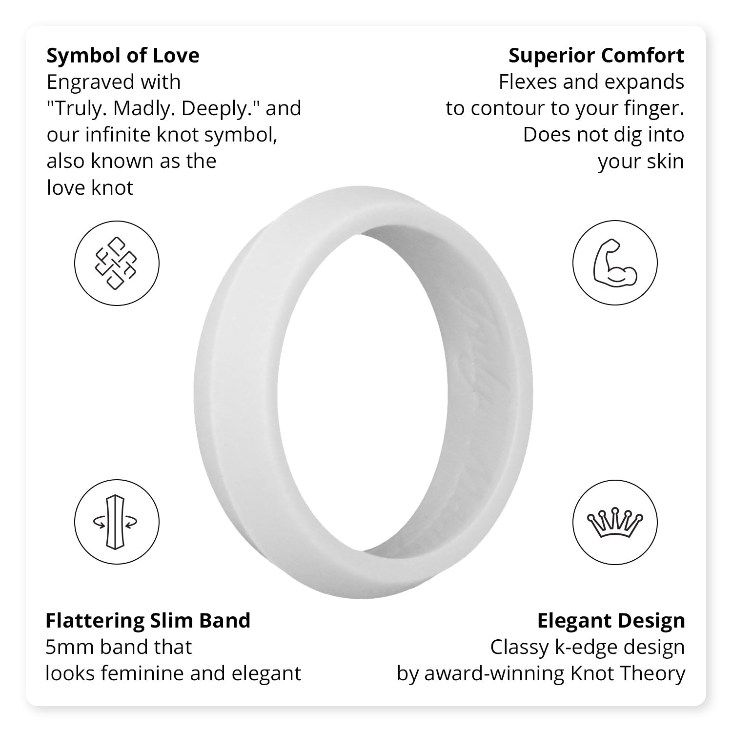 Light Grey K-Edge Silicone Ring For Women - Knot Theory