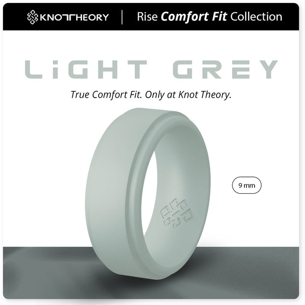 Light Grey Step Edge Breathable Silicone Ring for Men - Knot Theory