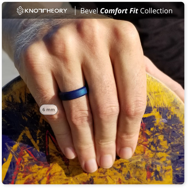 Midnight Blue Bevel Edge Breathable Silicone Ring For Men - Knot Theory