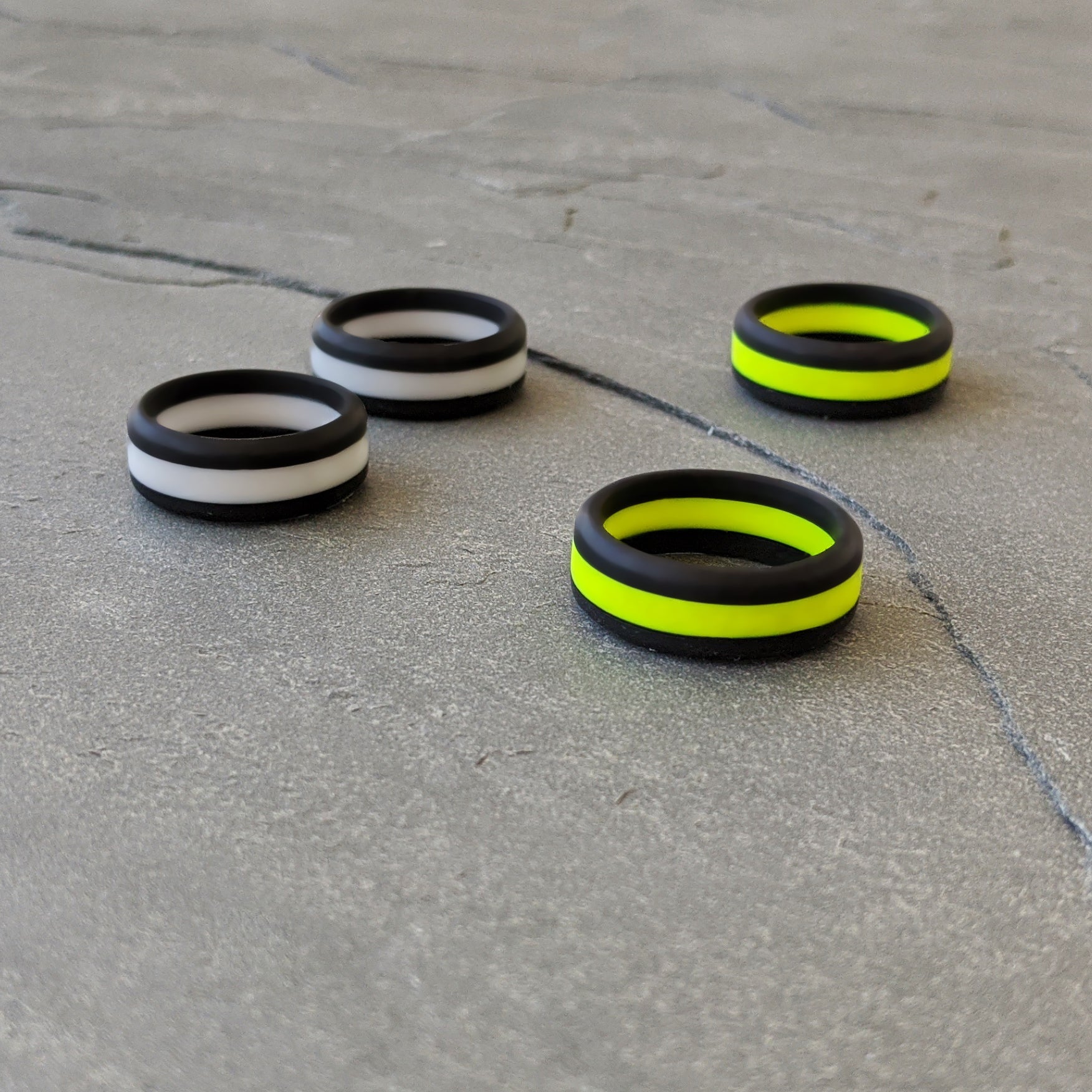 Neon Yellow Stripe Silicone Ring for Men - Knot Theory
