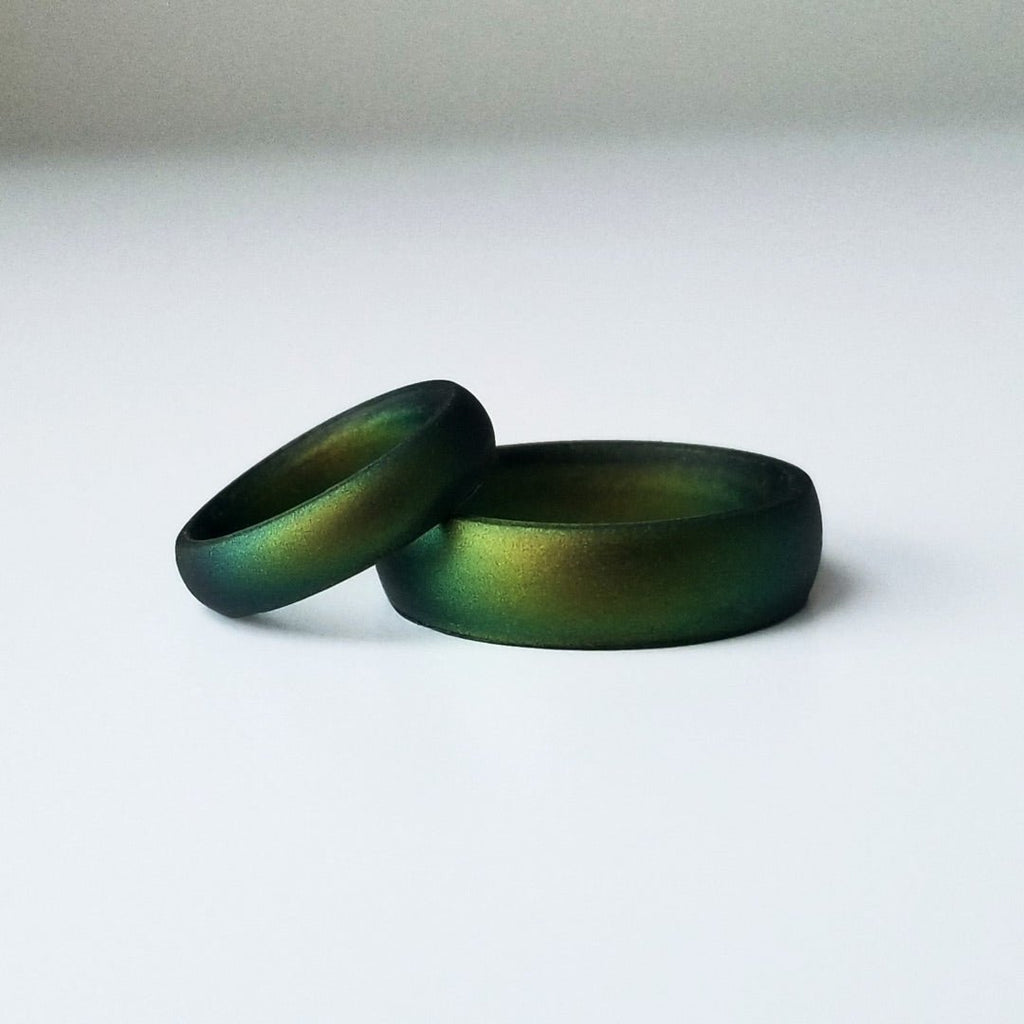 Northern Lights Green Breathable Silicone Ring for Men and Women