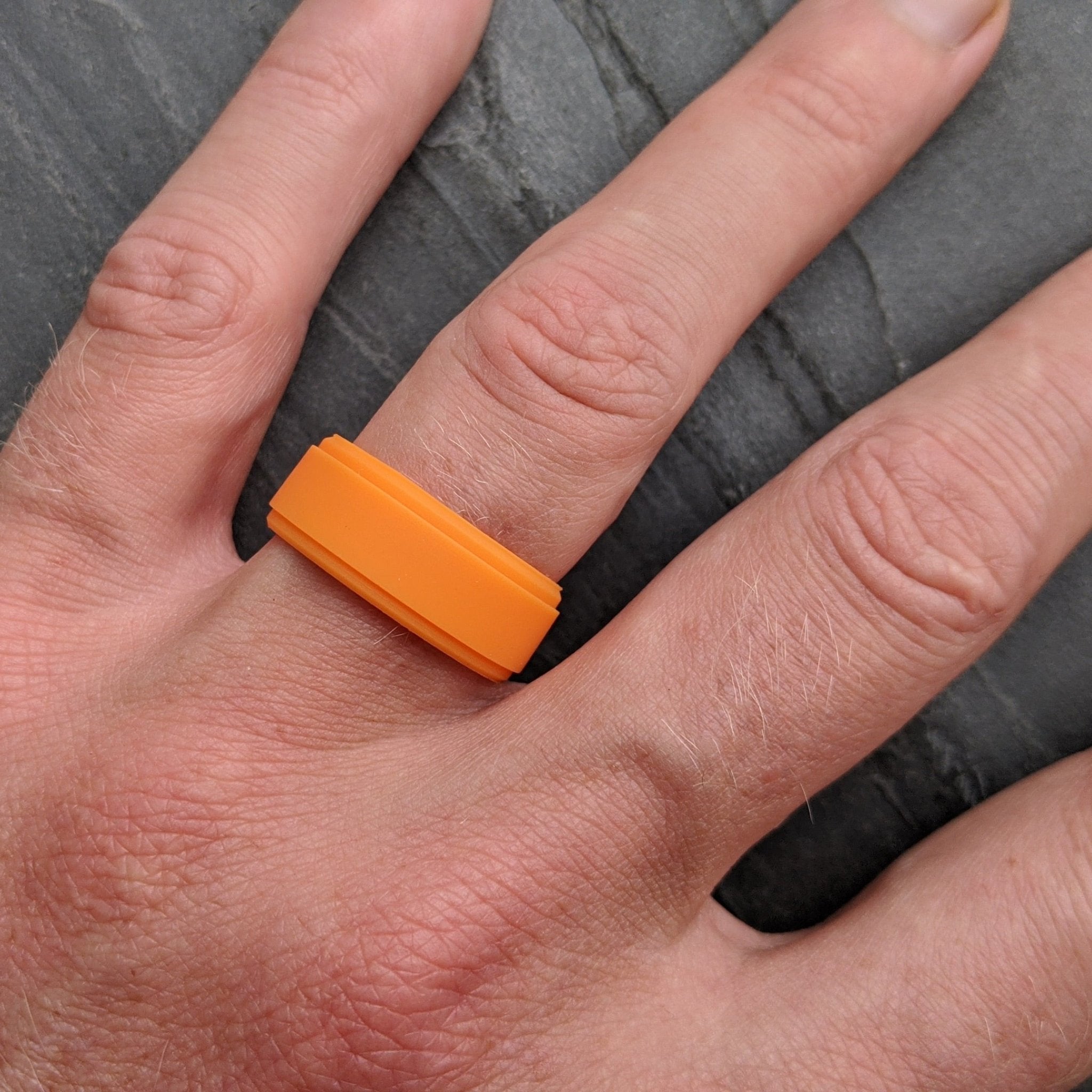 Orange Step Edge Breathable Comfort Fit Silicone Ring - Knot Theory