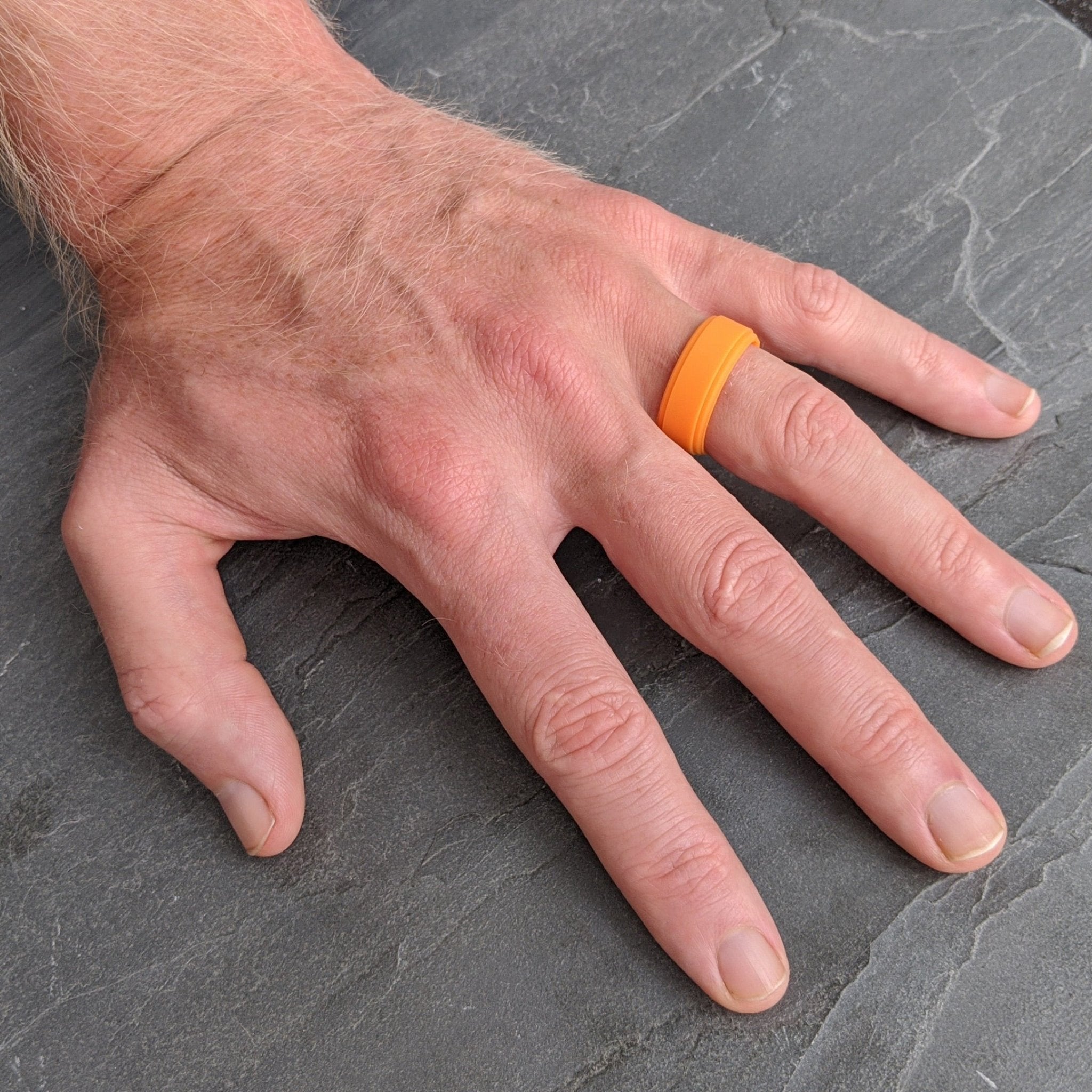 Orange Step Edge Breathable Comfort Fit Silicone Ring - Knot Theory