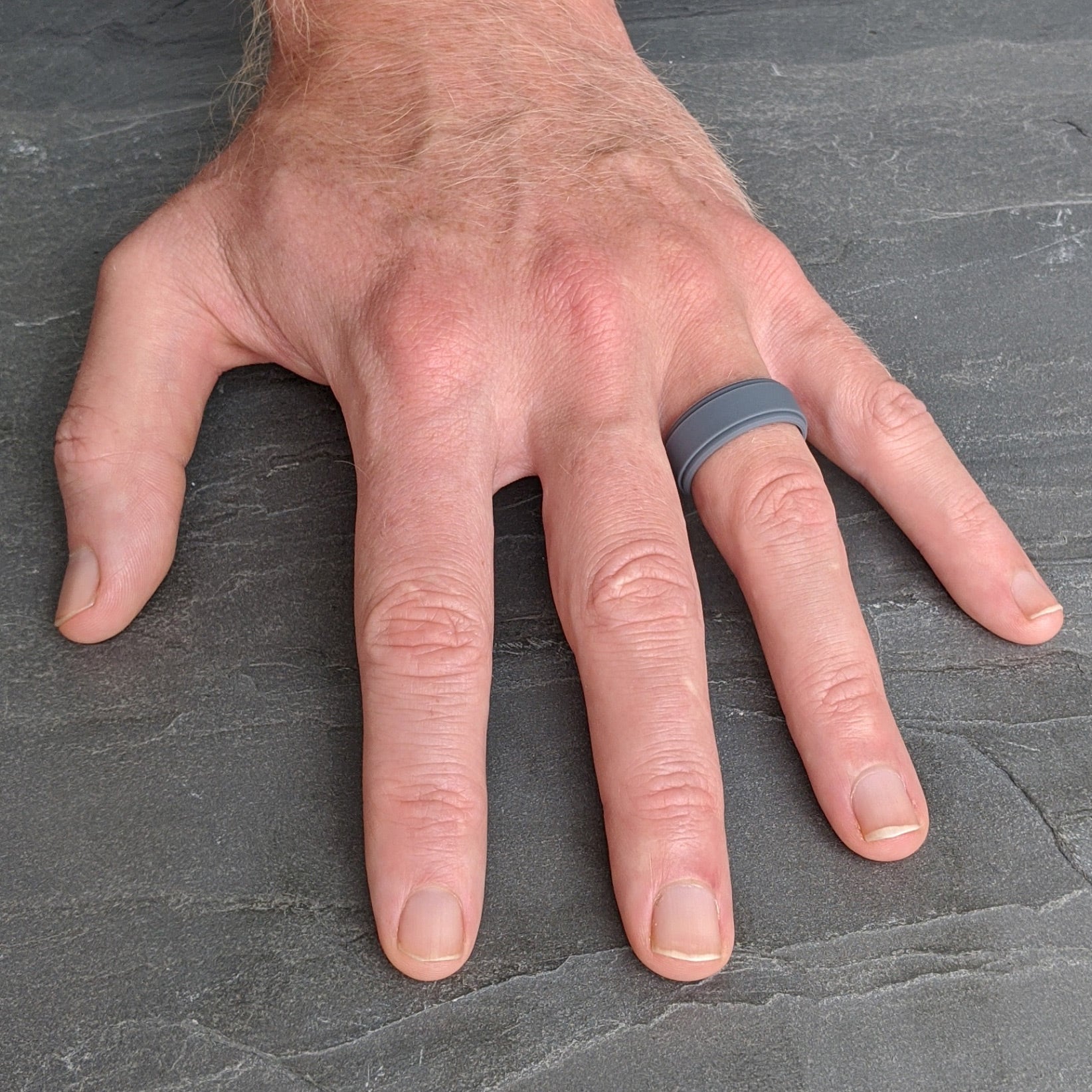 Oxford Grey Step Edge Breathable Silicone Ring for Men - Knot Theory