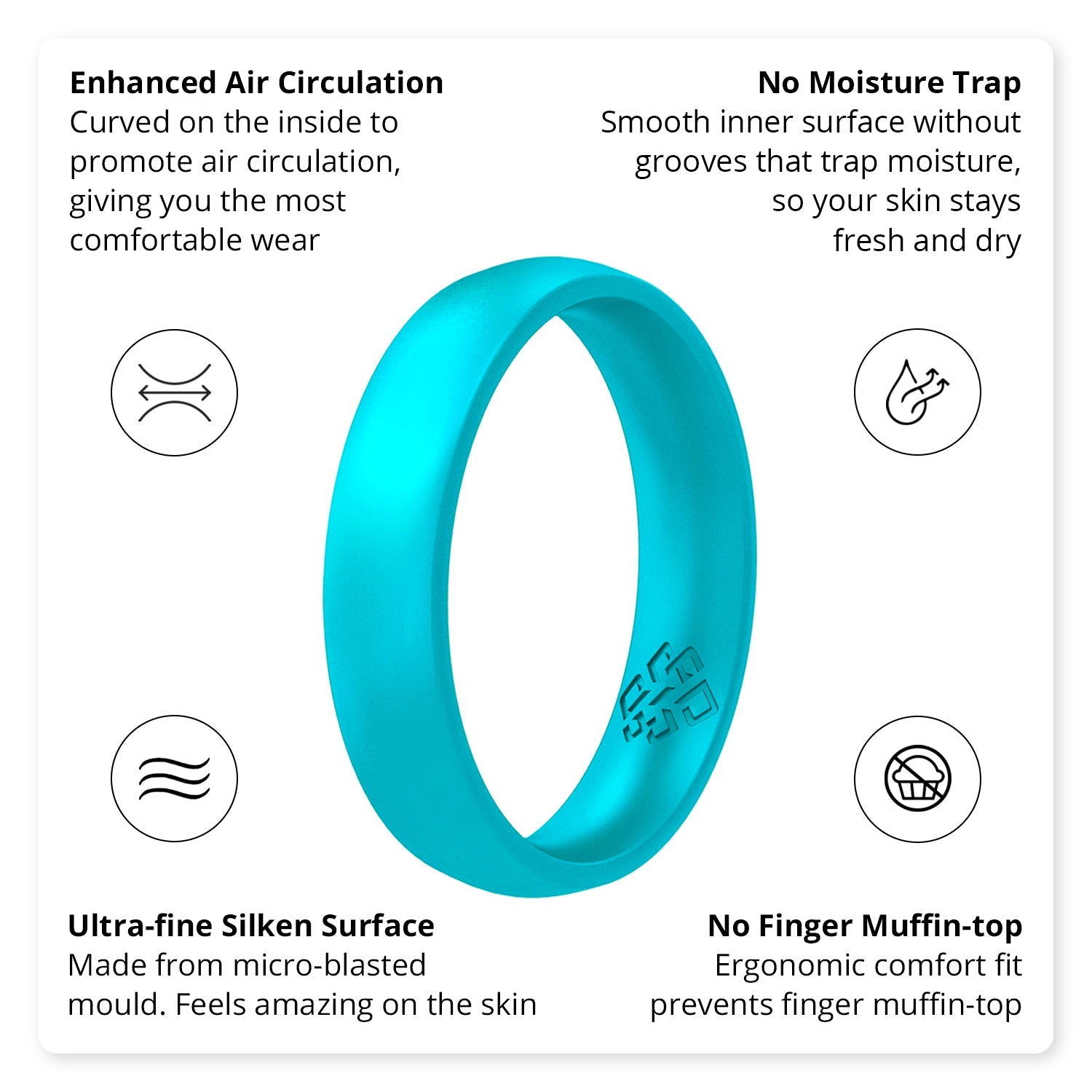 Pearl Aquamarine Breathable Silicone Ring for Women - Knot Theory