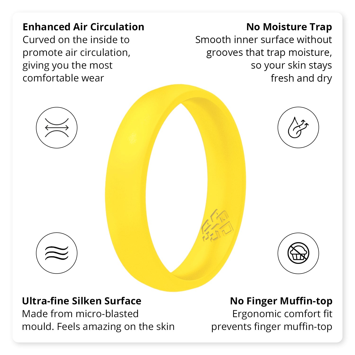 Pearl Yellow Breathable Silicone Ring for Women - Knot Theory