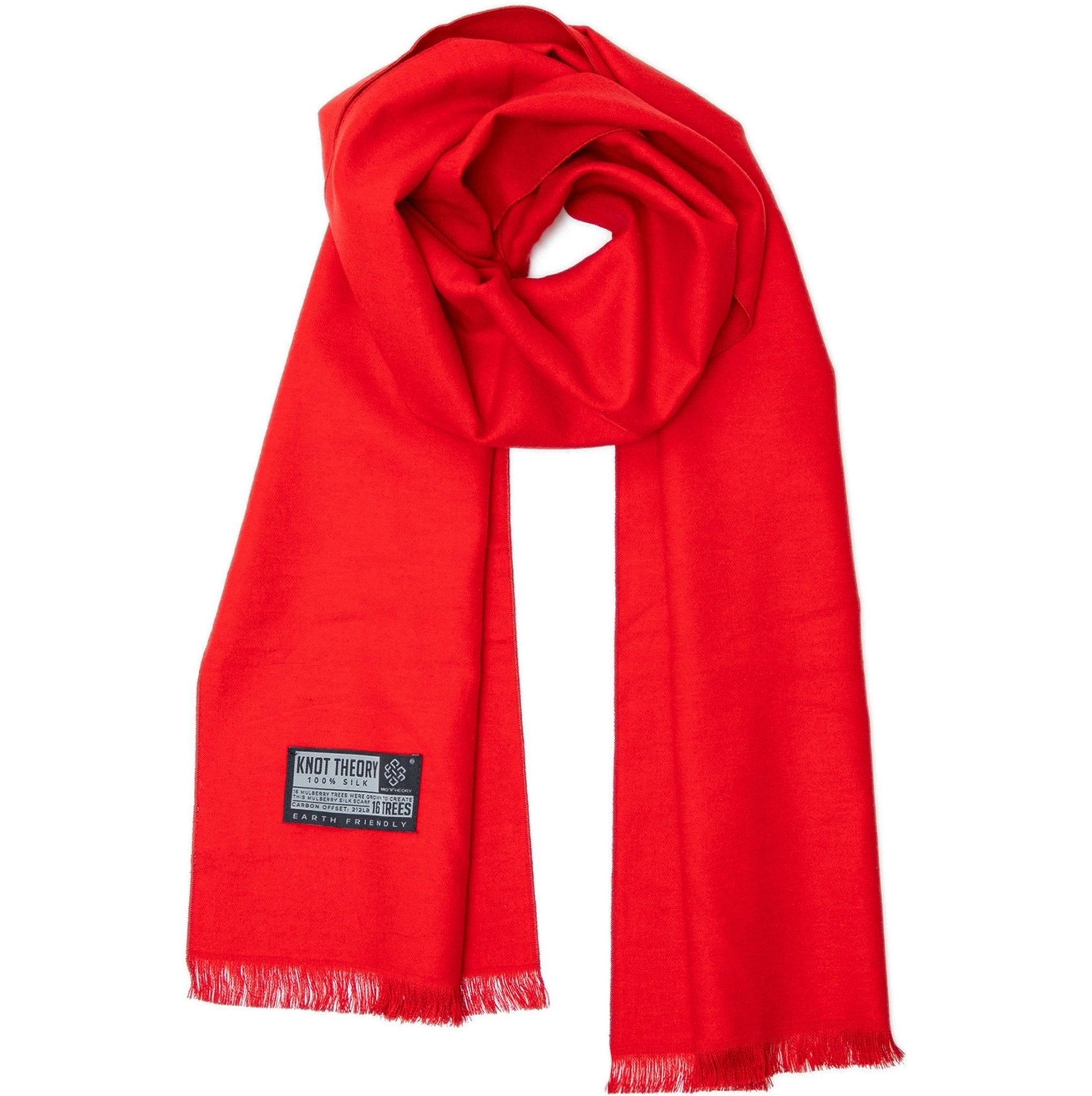Red Eco Silk Scarf - Softer than Cashmere 100% Silk - Knot Theory