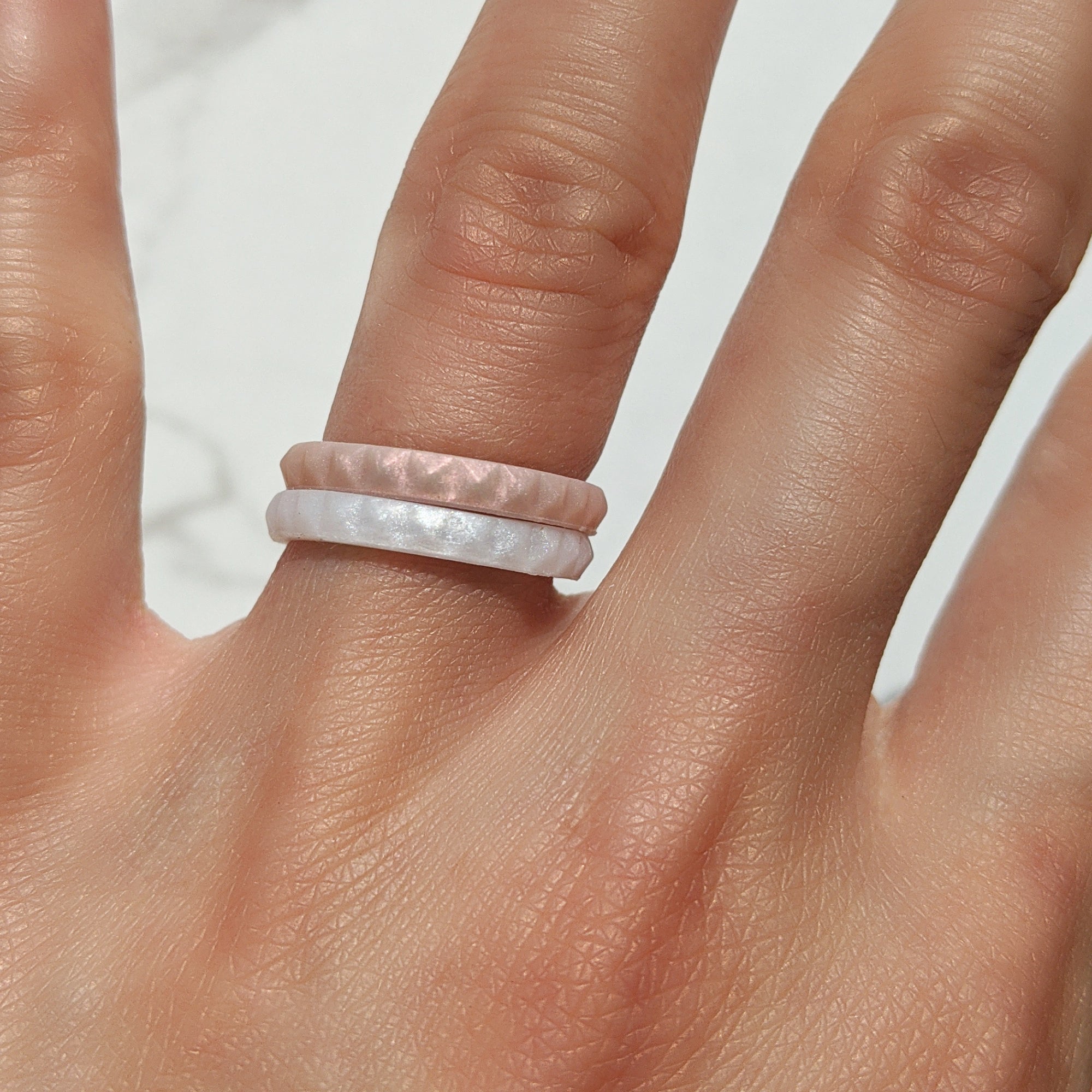 Rose Gold Pyramid Stackable Slim Thin Silicone Ring for Women - Knot Theory