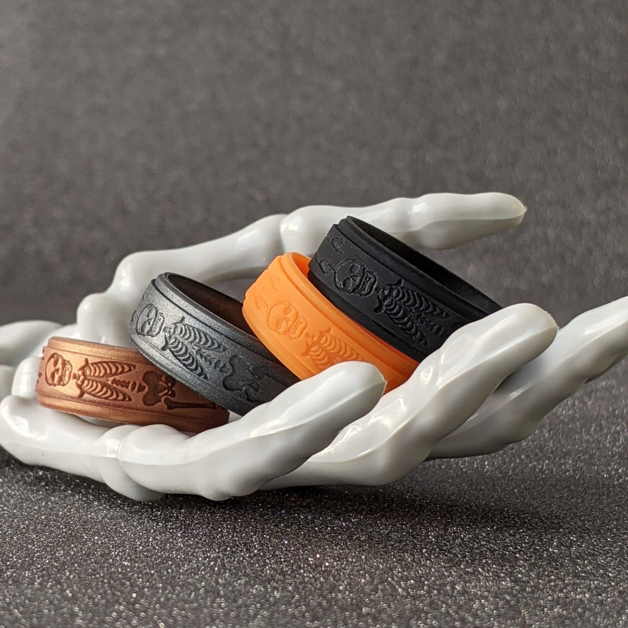 Skeleton Silicone Ring for Men - Custom Engraved Rise 8mm Band - Knot Theory