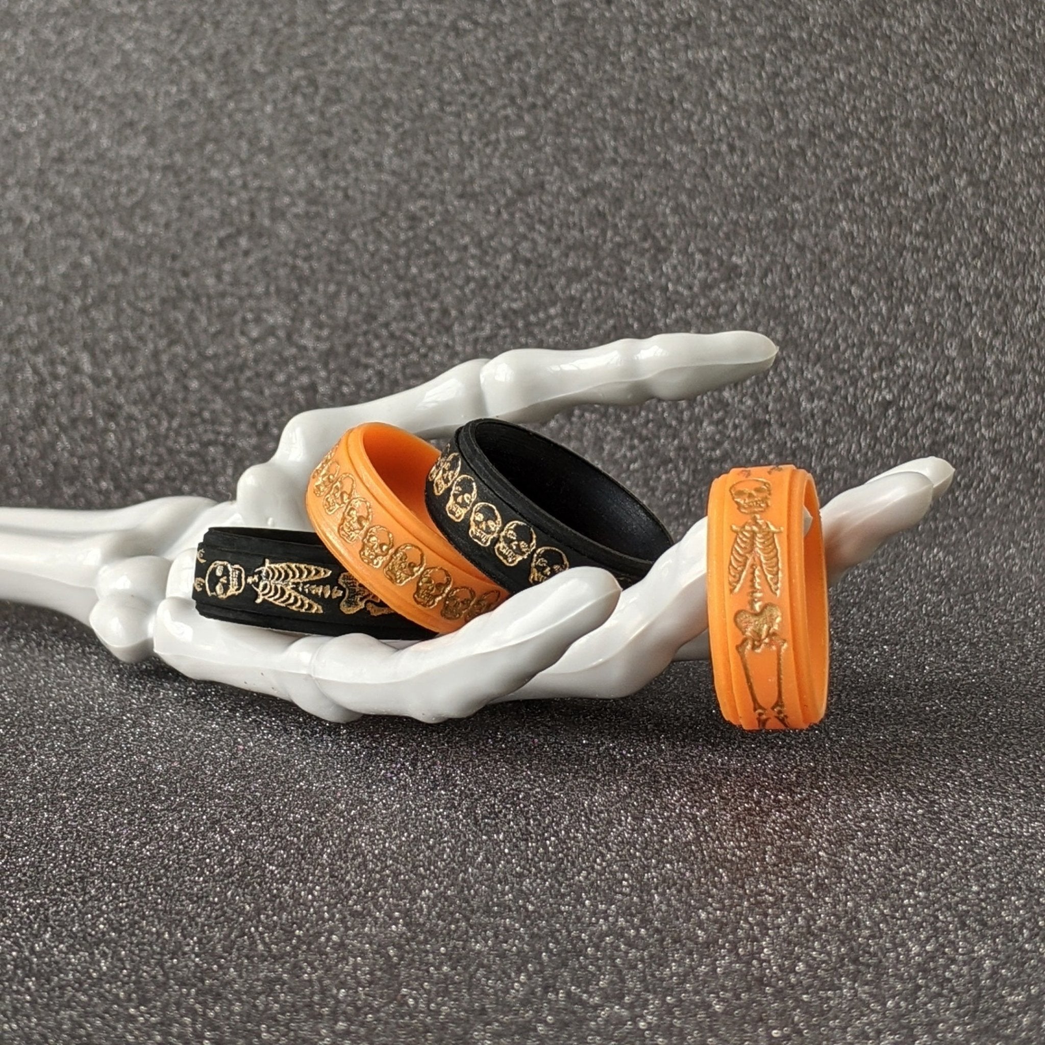 Skeleton Silicone Ring for Men - Custom Engraved Rise 8mm Band - Knot Theory