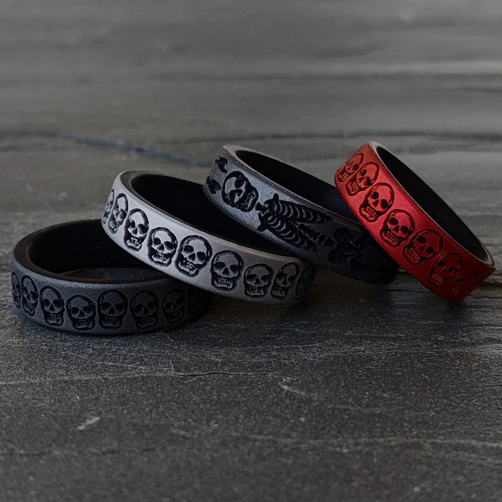 Skulls Silicone Rings - Engraved Dual Layer Band - Knot Theory
