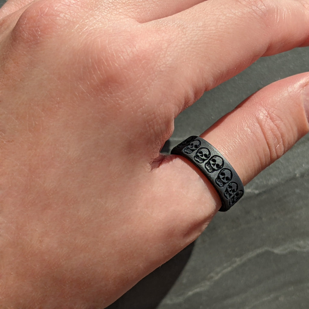 Skulls Silicone Ring Engrave Dual Layer Silicone Band Knot Theory