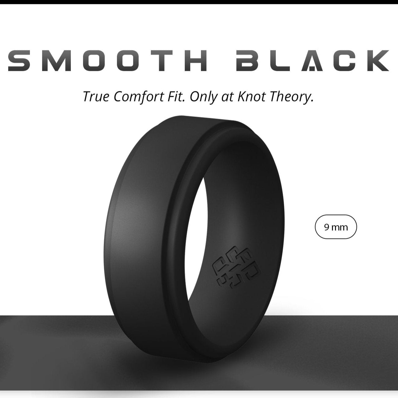 Smooth Black Step Edge Breathable Silicone Ring for Men - Knot Theory