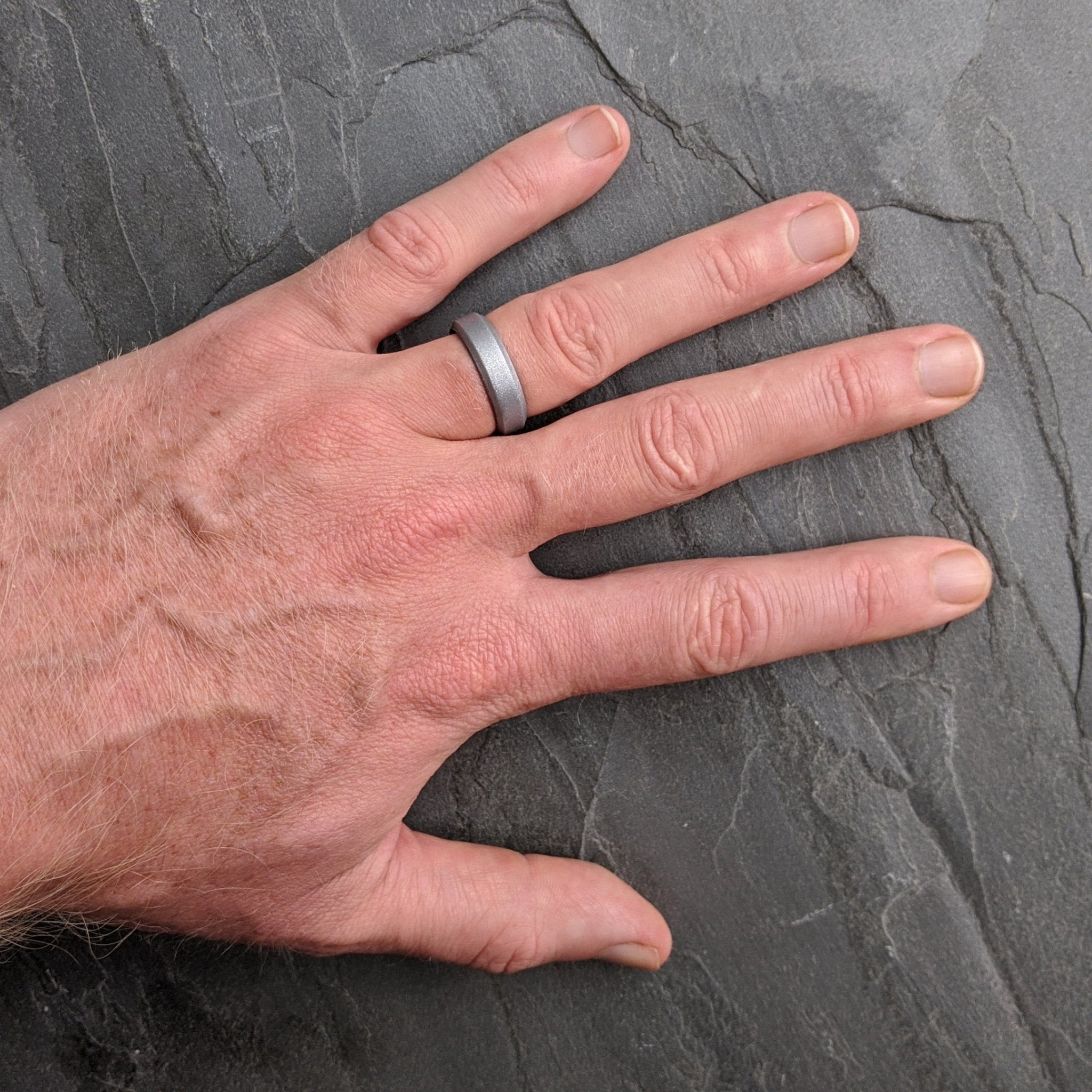 Smooth Silver Bevel Edge Breathable Silicone Ring For Men and Women - Knot Theory