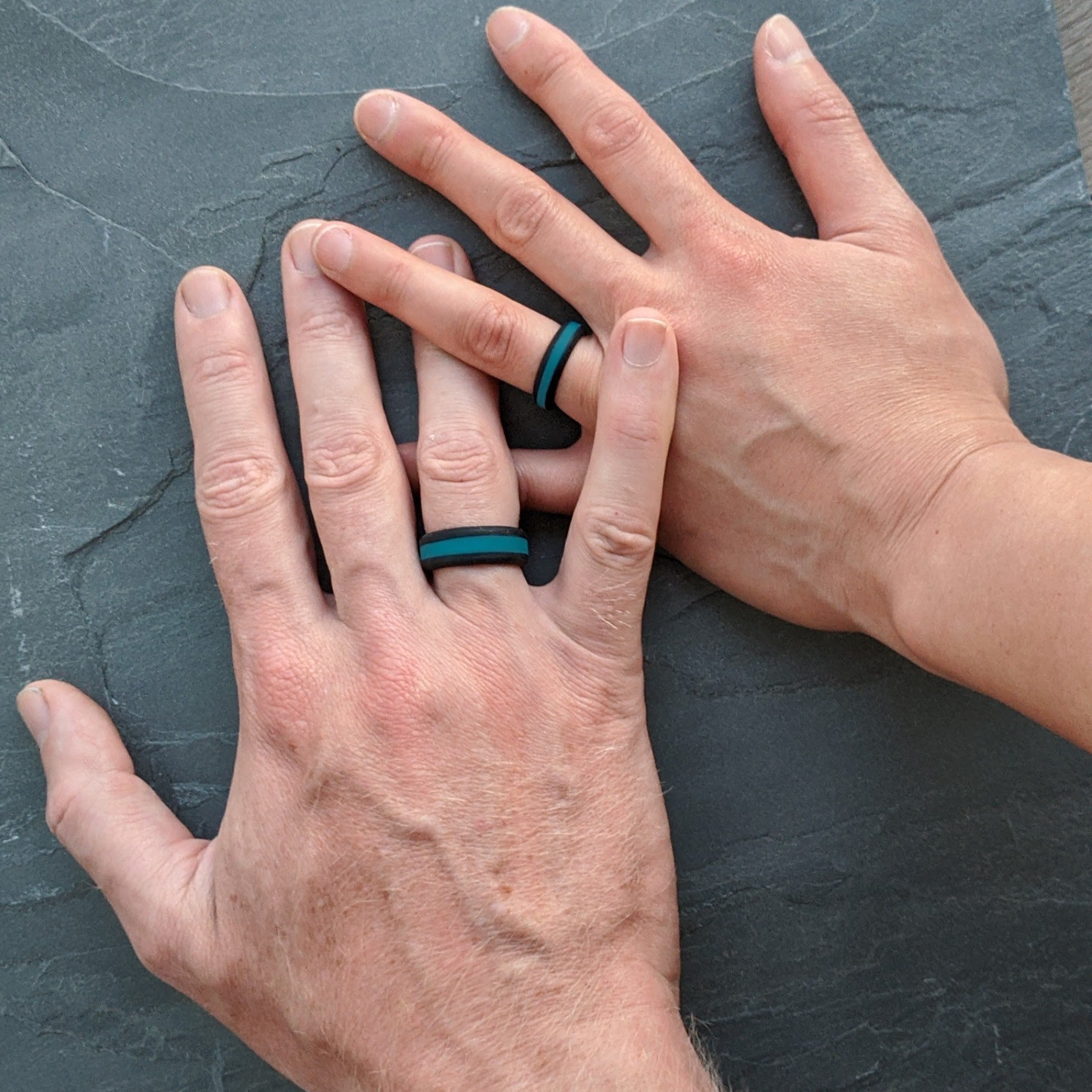 Teal Stripe Silicone Ring for Men and Women - Knot Theory