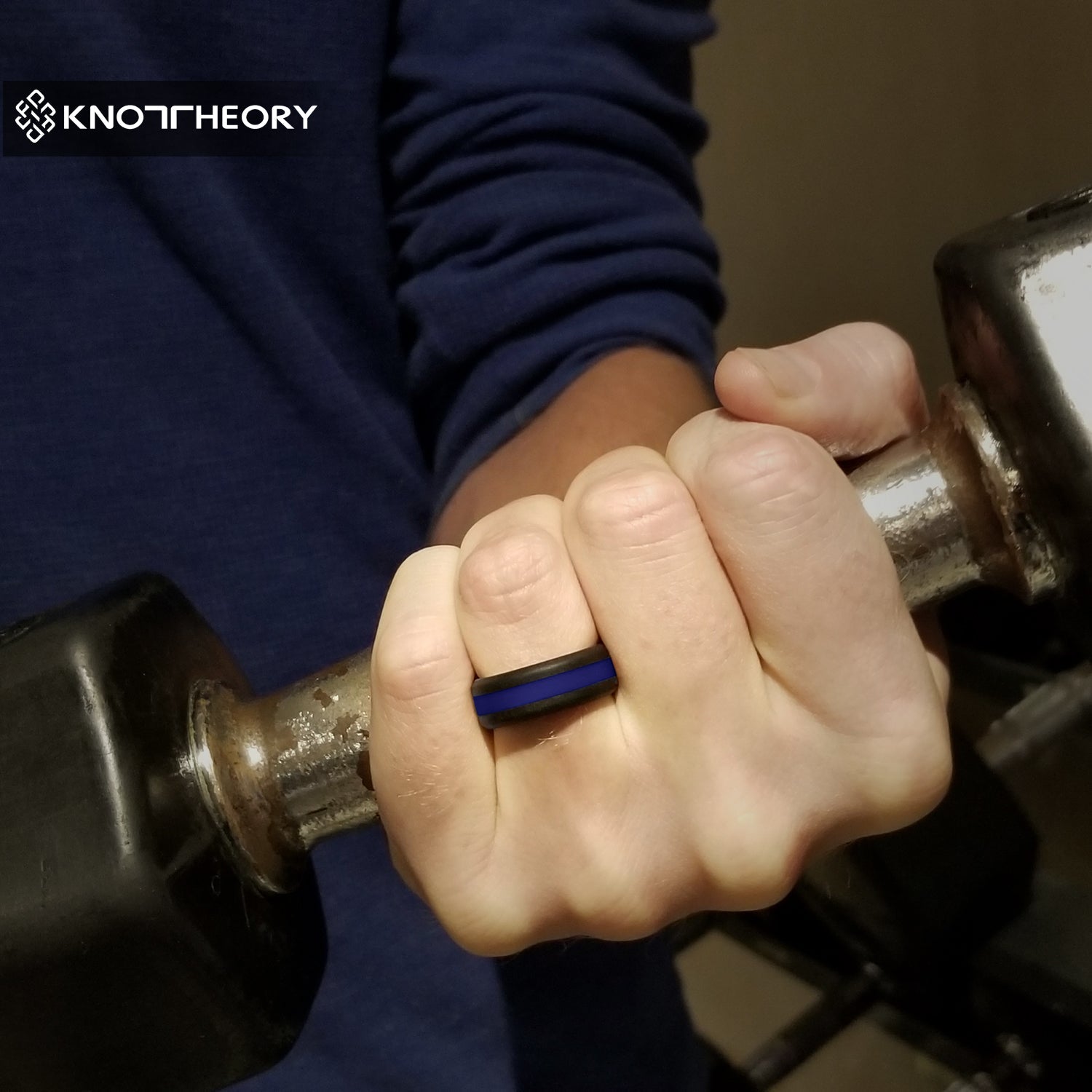 Thin Blue Line Striped Silicone Ring For Men and Women - Knot Theory