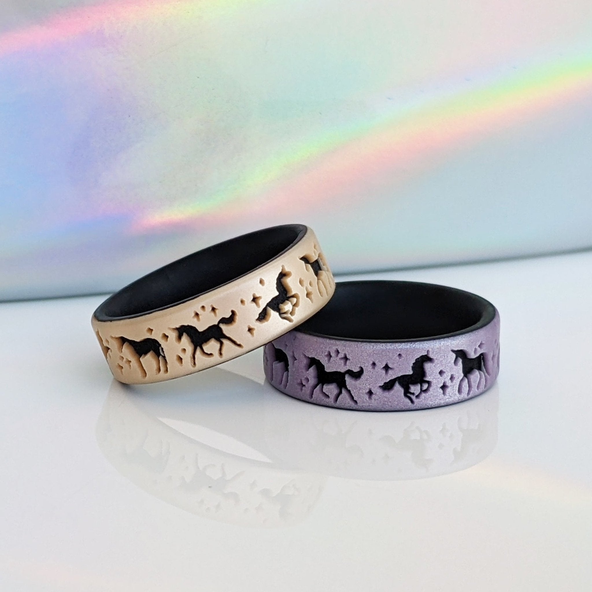 Unicorn Silicone Wedding Ring - Engraved Dual Layer - Knot Theory