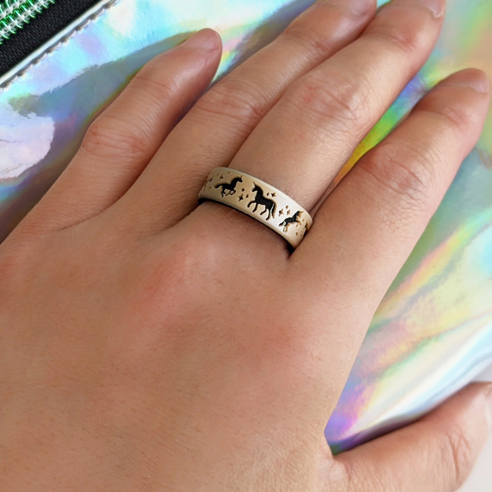 Unicorn Silicone Wedding Ring - Engraved Dual Layer - Knot Theory