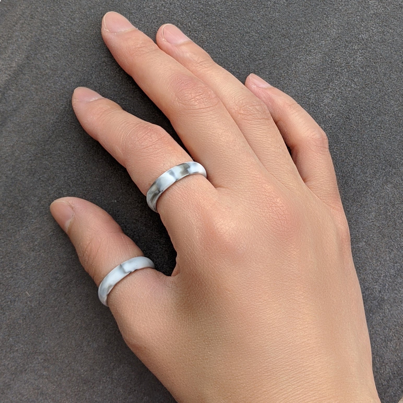 White Marble Breathable Silicone Ring for Men and Women - Knot Theory
