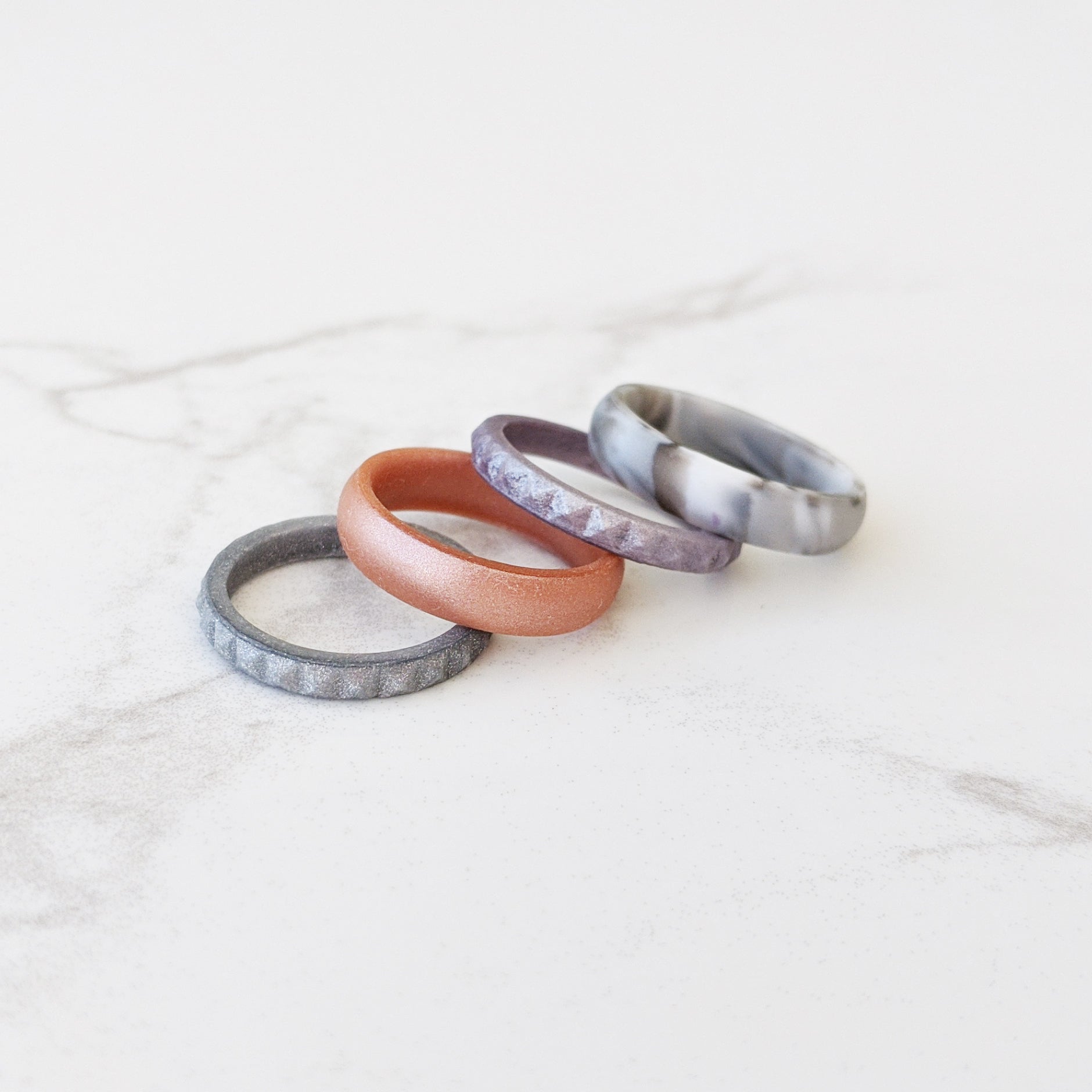 White Marble Breathable Silicone Ring for Men and Women - Knot Theory