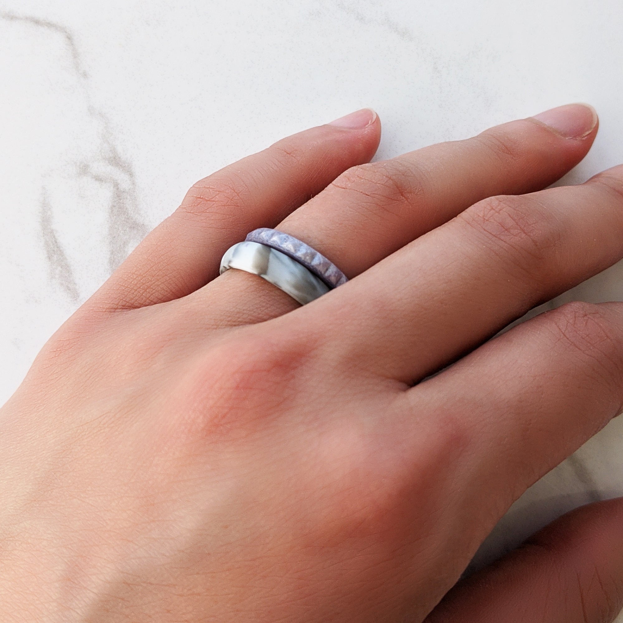 White Marble Breathable Silicone Ring for Men and Women - Knot Theory