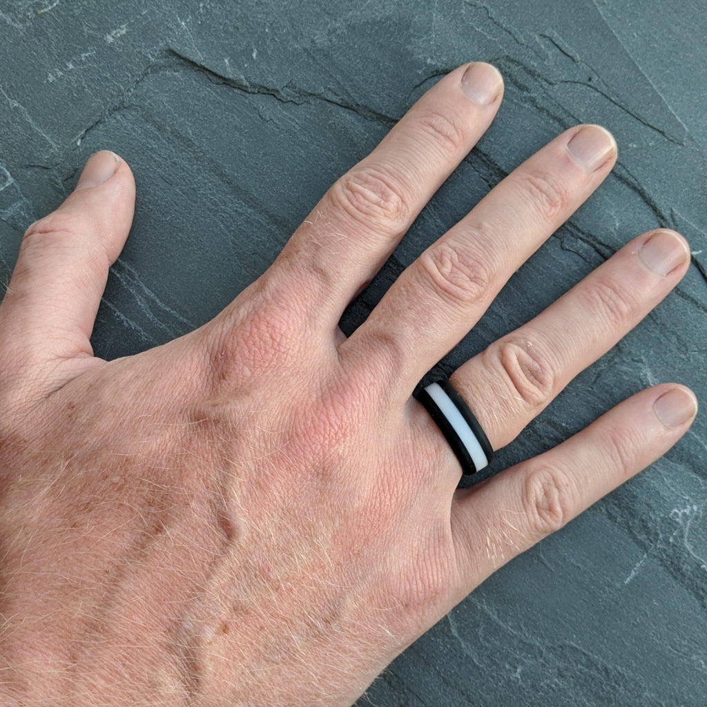 White Stripe Silicone Ring for Men