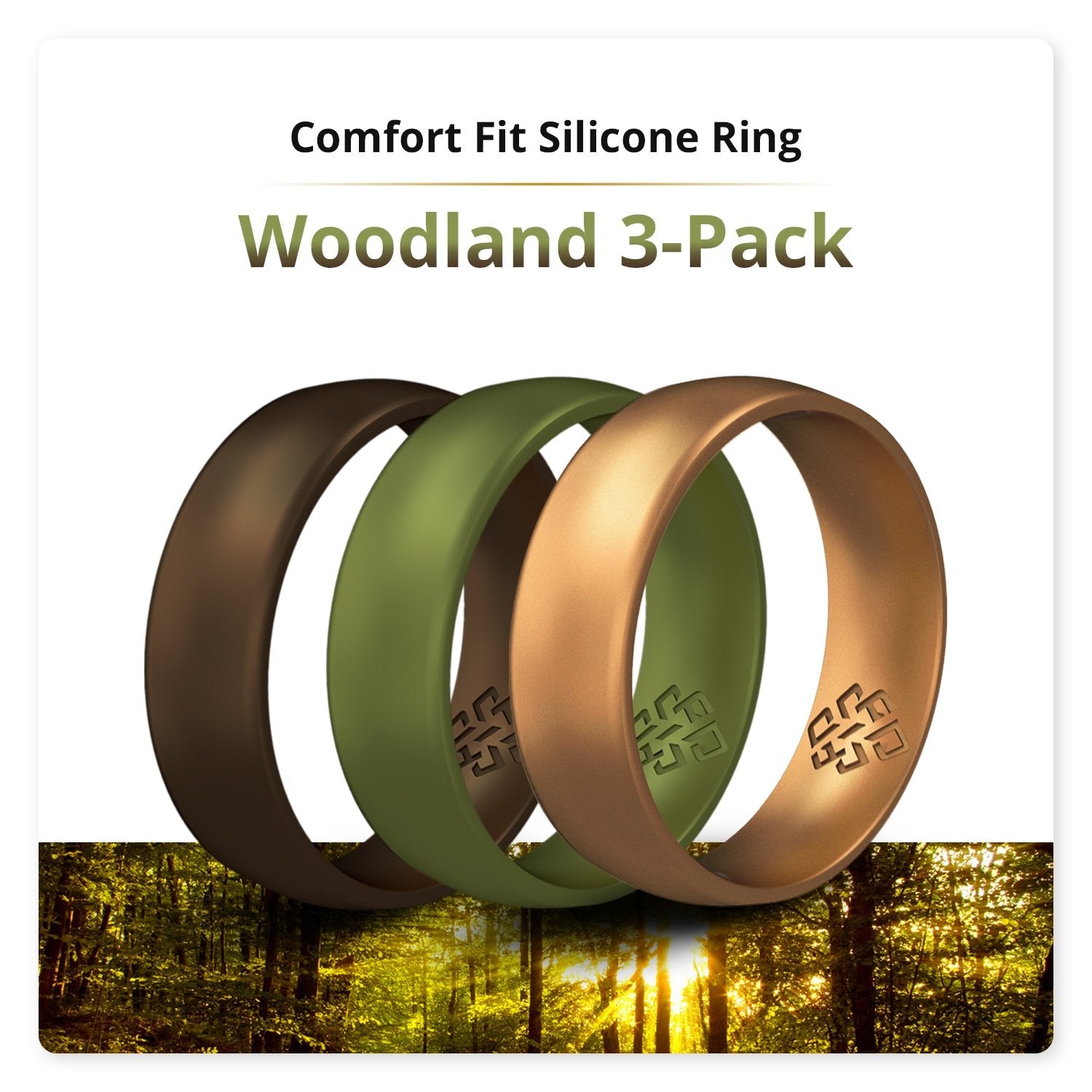 Woodland 3-Pack Breathable Silicone Ring For Men - Knot Theory