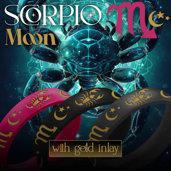 Scorpio Moon Silicone Ring with Gold Inlay