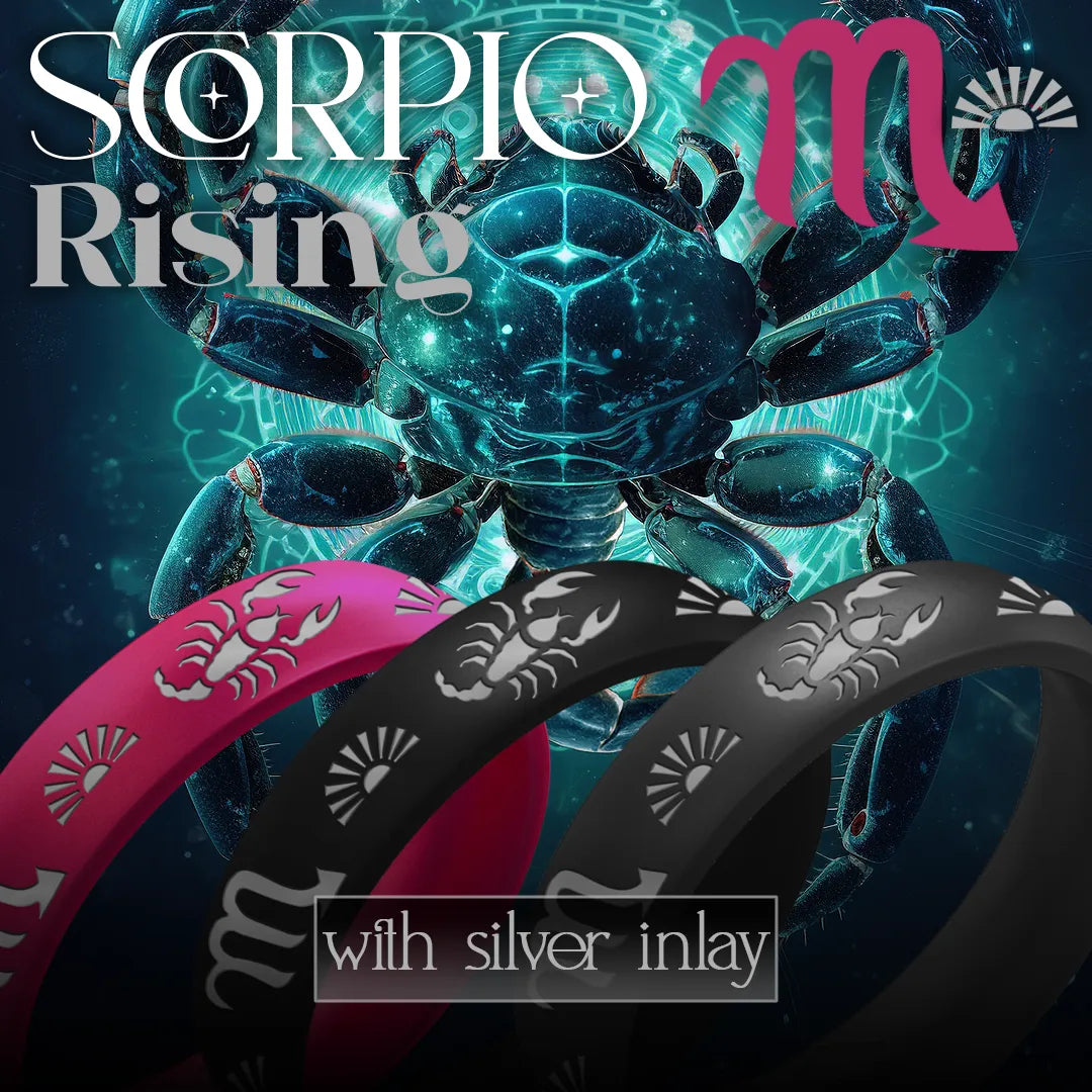 Scorpio Rising Silicone Ring with Silver Inlay