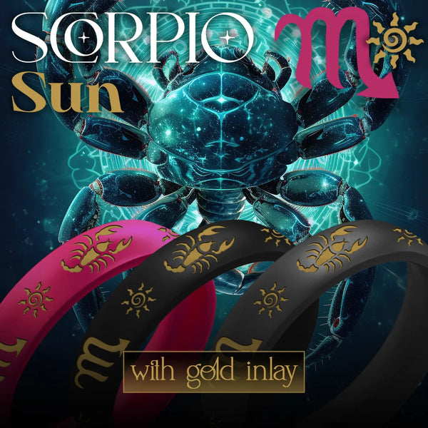 Scorpio Sun Silicone Ring with Gold Inlay