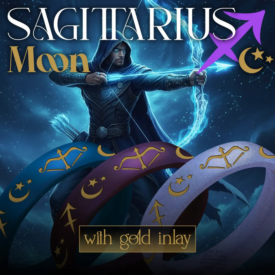 Sagittarius Moon Silicone Ring with Gold Inlay