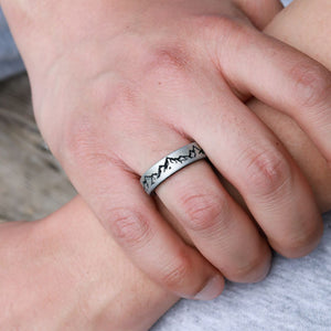 Mountain Silicone Ring - Engraved Dual Layer 6mm