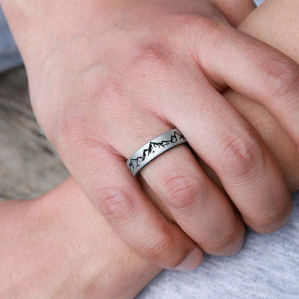 Mountain Silicone Ring - Engraved Dual Layer