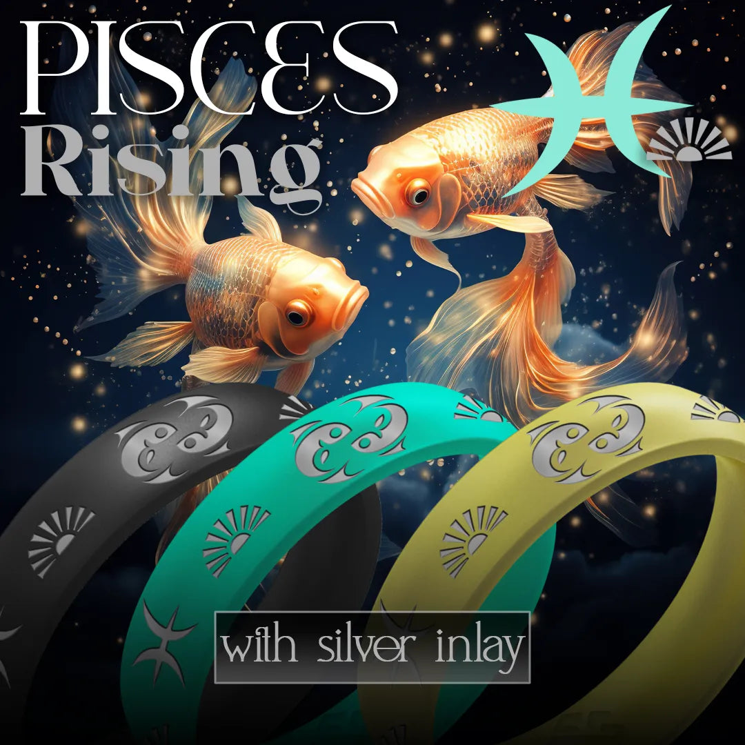 Pisces Rising Silicone Ring with Silver Inlay