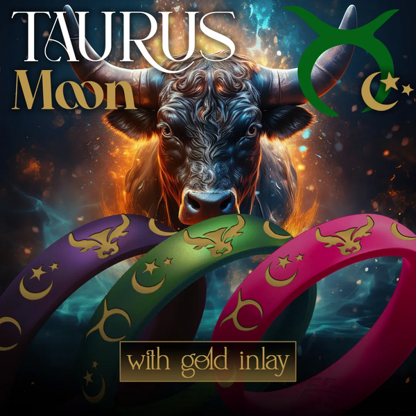 Taurus Moon Silicone Ring with Gold Inlay